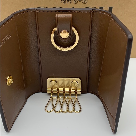 COACH Five Ring Key Case In Signature Canvas - Picture 13 of 16